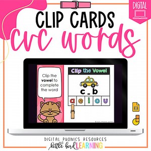 CVC Words Digital Clip Cards | Google Slides and Easel Activity