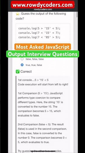 Most Asked JavaScript output interview questions #interview #rowdycoders #javascript