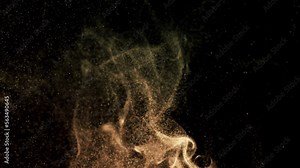 Particles Moving Background flying wave line with flash lights.Particle dust on black background,Motion graphics background overlay animation 4K drag and drop editing software supporting blending mode