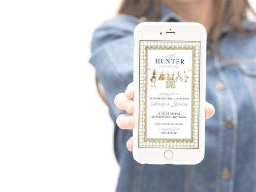 Hunting Baby Shower Evite Template | Editable Digital Little Hunter Invite | Duck Camo Electronic Invitation - Etsy