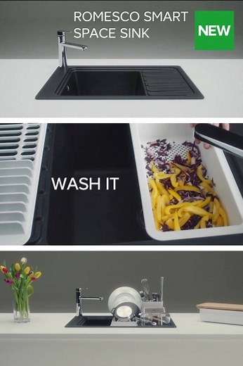361K views · 848 reactions | Update the look of your kitchen with a Romesco smart space sink. Chop, wash and dry without ever leaving the tap. It’s the perfect sink for those who love to cook! | B&Q | Facebook