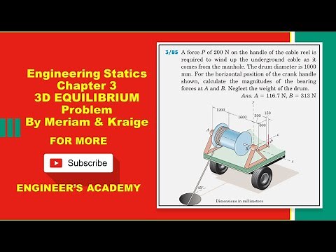 Engineering Statics | P3/85 | 3D Equilibrium | Chapter 3 | 6th ed | Engineers Academy