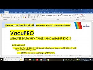 SAM Capstone Project A Excel 365 Modules 5 to 8 | #VacuPRO