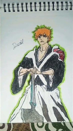 drawing Ichigo Kurosaki from Bleach||BANKAI#anime#nobatidao#transition#nothingimposibleinthisworld#💀