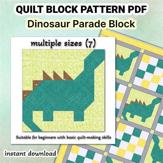 Quilt Pattern PDF for an Easy Quilt Block 7 Sizes | Modern Patchwork Design | Square Quilt Block Pattern | Quilting Patterns | Mini Quilt | - Etsy