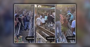 'Wild West' brawl breaks out in pub beer garden as stunned partygoers film chaos