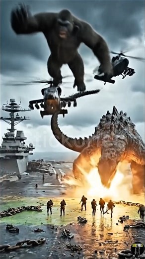 UNSTOPPABLE! Kong & Godzilla DESTROY Aircraft Carrier! 🚢🦍🦖 #shorts
