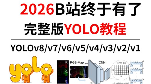 【2026最新yolo算法教程】YOLO目标检测算法入门到精通，算法原理+框架详解+源码解读+项目实战！这也太全了！图像识别 | 物体检测 | 计算机视觉