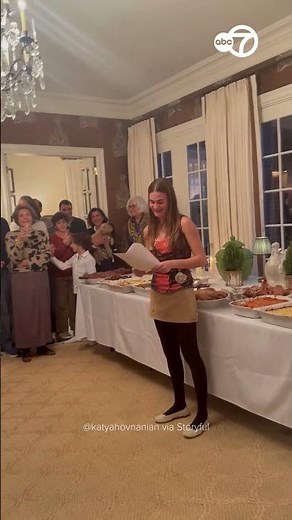 Thanksgiving fail: Table with food crashes to ground during speech, video shows
