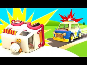 Police car saves the day! An ambulance needs help. NEW episodes of Helper cars cartoons for kids.