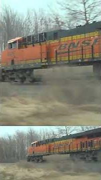 Chasing a fast BNSF freight train.