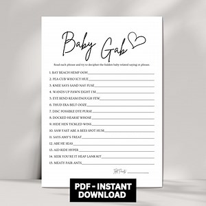 Baby Shower Mad Gab Game, Baby Gab Party Game, Funny Baby Shower Mad Libs Game, Baby Shower Gab, Baby Mad Gab, Couples Baby Shower Game - Etsy