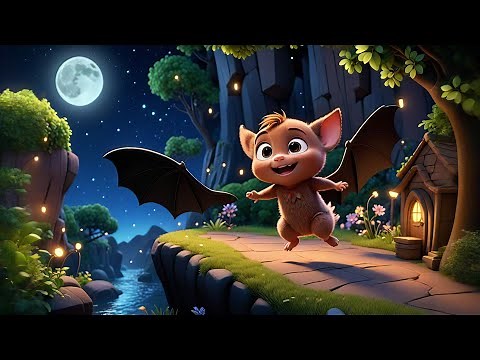 Four Baby Bats Under the Moon | Bat Song for Kids | Nursery Rhymes and Baby Songs