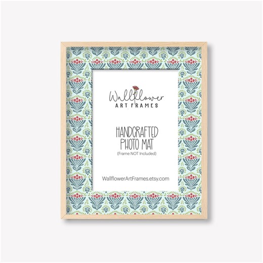 Cottagecore Floral Matboard, Handcrafted Photo Mat, Blue Patterned Gallery Mat, Handcrafted, 10 Sizes - Etsy