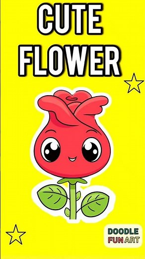 Easy Cute Rose Drawing 🌹 | Doodle Fun Art Shorts | Flower Drawing for Kids