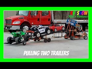 Kruz Pulling Two Trailers And Hauling Three Power Wheels Using His Racing Go Kart