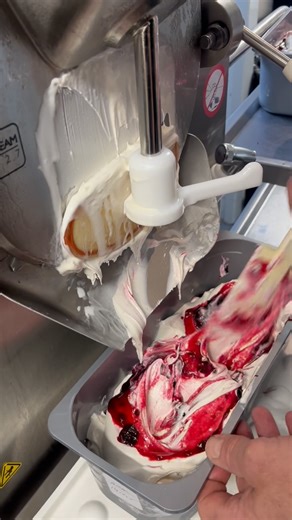 Amaretto Cherry 🍒 Our signature homemade ice cream 🥰 An amaretto flavour base, rippled with thick cherry variegato ❤️ | Baldersons Ice Cream Parlour