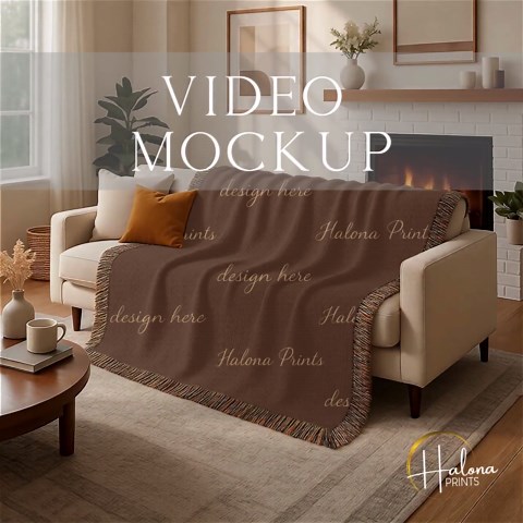 Woven Blanket Mockup Video With Realistic Texture, Canva Frames Drag and Drop, Digital Download, MP4 JPG - Etsy