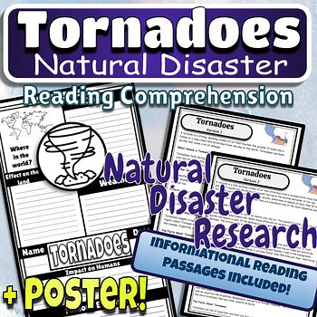Tornadoes Natural Disasters Reading Comprehension & Tornado Research