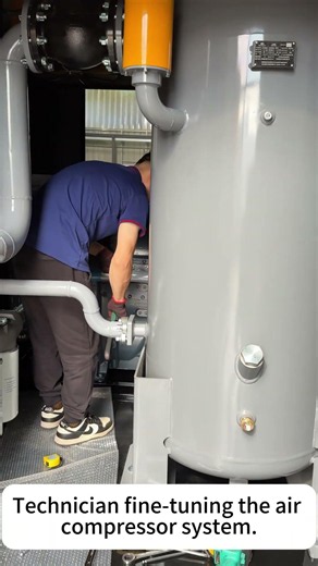 On-site commissioning of industrial air compressor system.