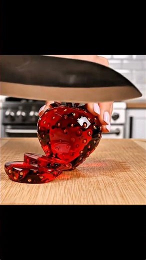 Crystal Strawberry Slicing ASMR 💎 Ultra Satisfying Ruby Red Cuts