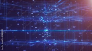 Digital Data Business Hitech Network Background Loop/ 4k animation of an abstract digital data business technology background including connected lines and numbers with depth of field shifting and sea