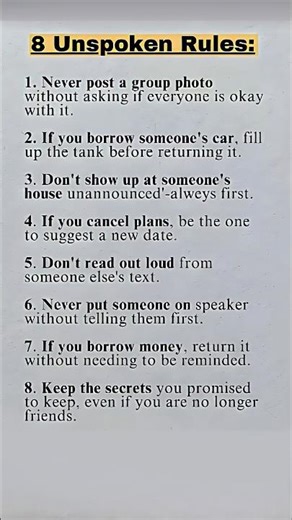 These 8 unspoken rules will instantly show your character
