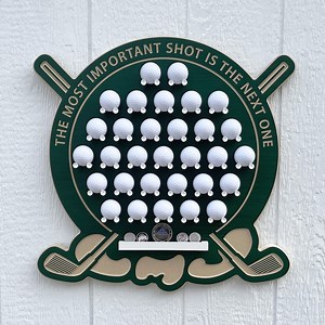 Golf Ball Display / Personalized Display for Golf Balls / Carved Wood Golf Ball Wall Display / Putting Green Shaped Golf Ball Display - Etsy