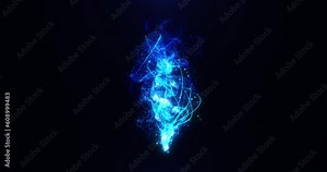 Magic fluid animation of glowing particles.particle trail. Abstract neon bright flame with glitter that sparkles and swirls, 3D animation. Seamless loop 4k video. Screensaver