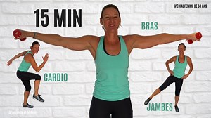 50 ans Belle et Re Belle : 15 mn BRAS JAMBES CARDIO Cette séance de 15 minutes pour les bras, les jambes et le cardio est parfaite si vous avez envie de vous défouler et de faire travailler tout votre corps. Elle va vous permettre de vous renforcer musculairement et de brûler des calories grâce au cardio. | 50 ans Belle et Re-Belle