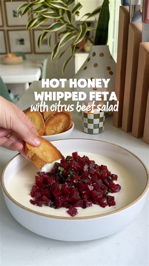 Hot Honey Whipped Feta with Pickled Beets | Grilled Cheese Social