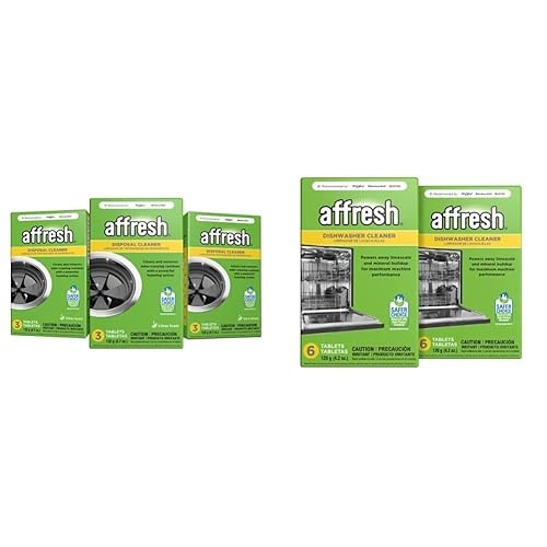 Affresh Garbage Disposal Cleaner, Removes Odor-Causing Residues, 9 Tablets [3 Pack] & Dishwasher Cleaner, Helps