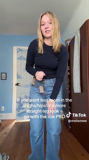 i hope this is helpful!!! levi’s low loose vs low pro on a long torso 🙆🏼‍♀️👖 #levislowpro #levislowpros #levislowloose #denimdebate #levisversus #jeansjourney #denimduel #levisluxe #trendythreads