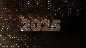 Abstract Digital Representation of the Year 2025 in Metallic Texture, Futuristic and abstract 3D illustration of the year 2025 displayed with a metallic texture