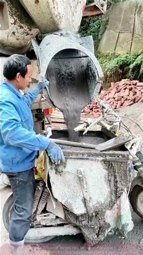 Real Recording of Concrete Mixer Operation: How to Manually Guide Material Loading