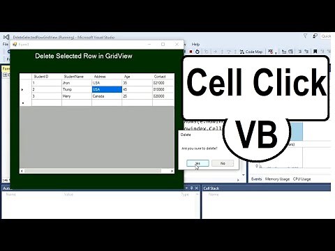 datagridview cell click event vb.net | Delete Selected row from gridview in vb.net | swift learn