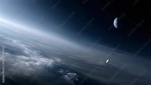 4K A hyper-realistic cinematic scene of a lone astronaut floating freely in outer space above the Earth