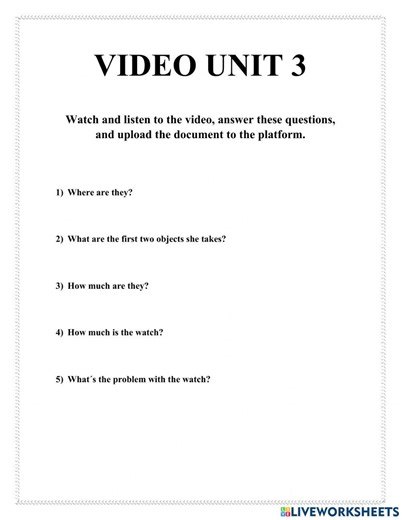 Interchange 1 4th edition video unit 3 worksheet