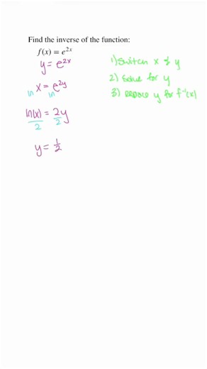 finding the inverse of an exponential function #inversefunction #algebra #maths #exponential #math
