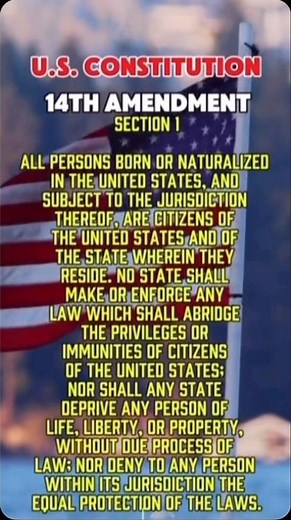 14th Amendment to the U.S. Constitution 🗽citizenship to all persons born or naturalized in the U.S.