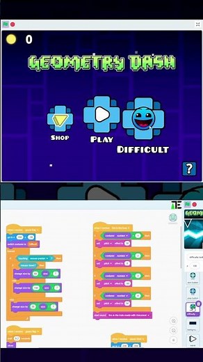 GEOMETRY DASH Game in Scratch 🧠🎮 | Gameplay & Code | Scratch Project Idea #shortsfeed