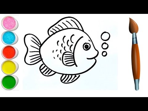 Fish drawing for kids | Coloring & Painting | Toddlers video | Kids Drawing | Kids video #fish #art
