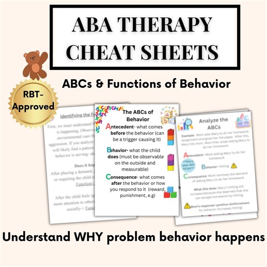 ABA Behavior Cheat Sheets: ABC & Functions Guide (PDF Download) - Etsy Canada