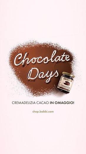 🍫 Festeggiamo i Chocolate Days! 🍫 Il 7 luglio è la Giornata Mondiale del Cioccolato e per l'occasione abbiamo preparato una promozione imperdibile! Acquista un prodotto della sezione Cioccolato e ricevi in regalo una Cremadelizia al Cacao. 🎁 Ma affrettati, hai tempo solo fino a domenica! #ilovebabbi | BABBI