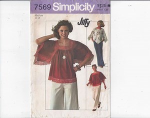 Simplicity 7569 Pattern for Misses' Jiffy Pullover Tops, 2 Styles, Size Med 12 14, From 1976, 5 Pieces, Home Fashion Sewing, Upcycle Sewing - Etsy