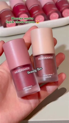 Beauty Box 🌺 on Instagram: "Herorange mousse matte lip & cheek Cream😻 Alada kore blush kina lagbena eta diyei blush use korte parben🥹 Available now Inbox to order❤️ #HERORANGE #mousselipstick #blurlipstick #beautyboxcosmetics #beautybox"