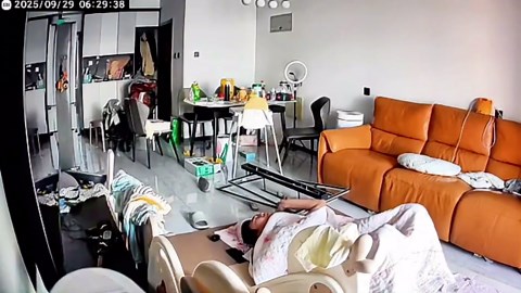Ceiling light falls onto husband as he sleeps on floor