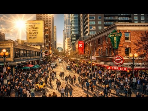 Downtown Seattle pike street 4K