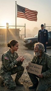I used sign language to help a deaf homeless veteran—never realizing a four-star general was watching. Part I The first time I noticed him, he was trembling just outside the base gate, gripping a piece of cardboard that said, “Deaf veteran, need help.” The wind scraped along the chain-link fence and snapped at the frayed edges of his jacket—an old Army coat, thinned by years, its color bleached out by weather and time. Soldiers passed him in a steady stream without slowing. Engines idled. A horn