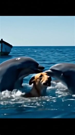 Unbelievable Rescue at Sea: Dolphins Save Dog from Drowning